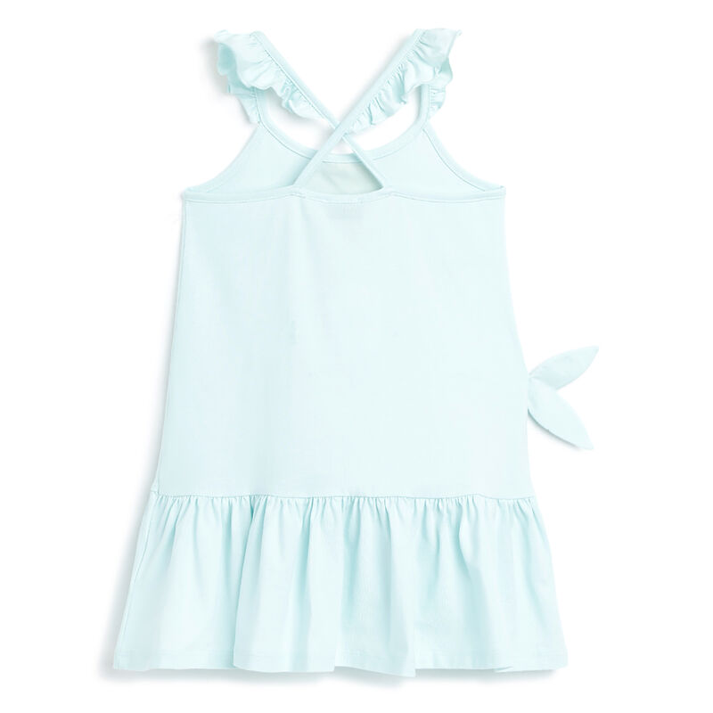 Girls Light Blue Printed Sleeveless Dress image number 1